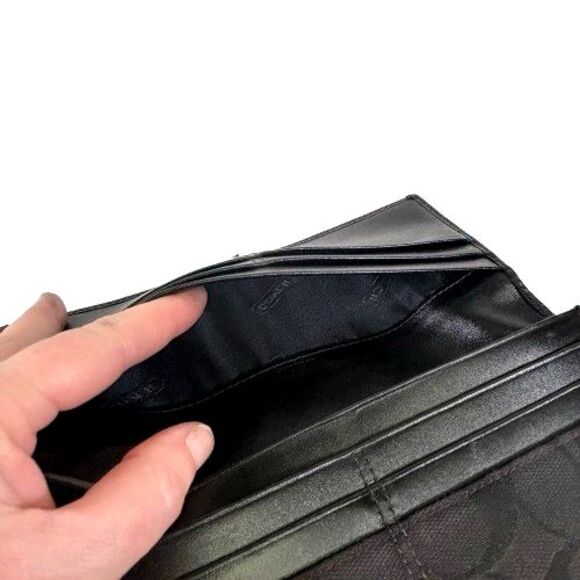Coach Black Signature C Wallet Canvas & Leather Trim Stripe Long Credit Card - Picture 16 of 16